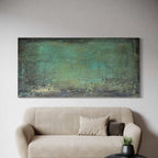 Mid-century Modern green artwork in a contemporary minimalist interior.