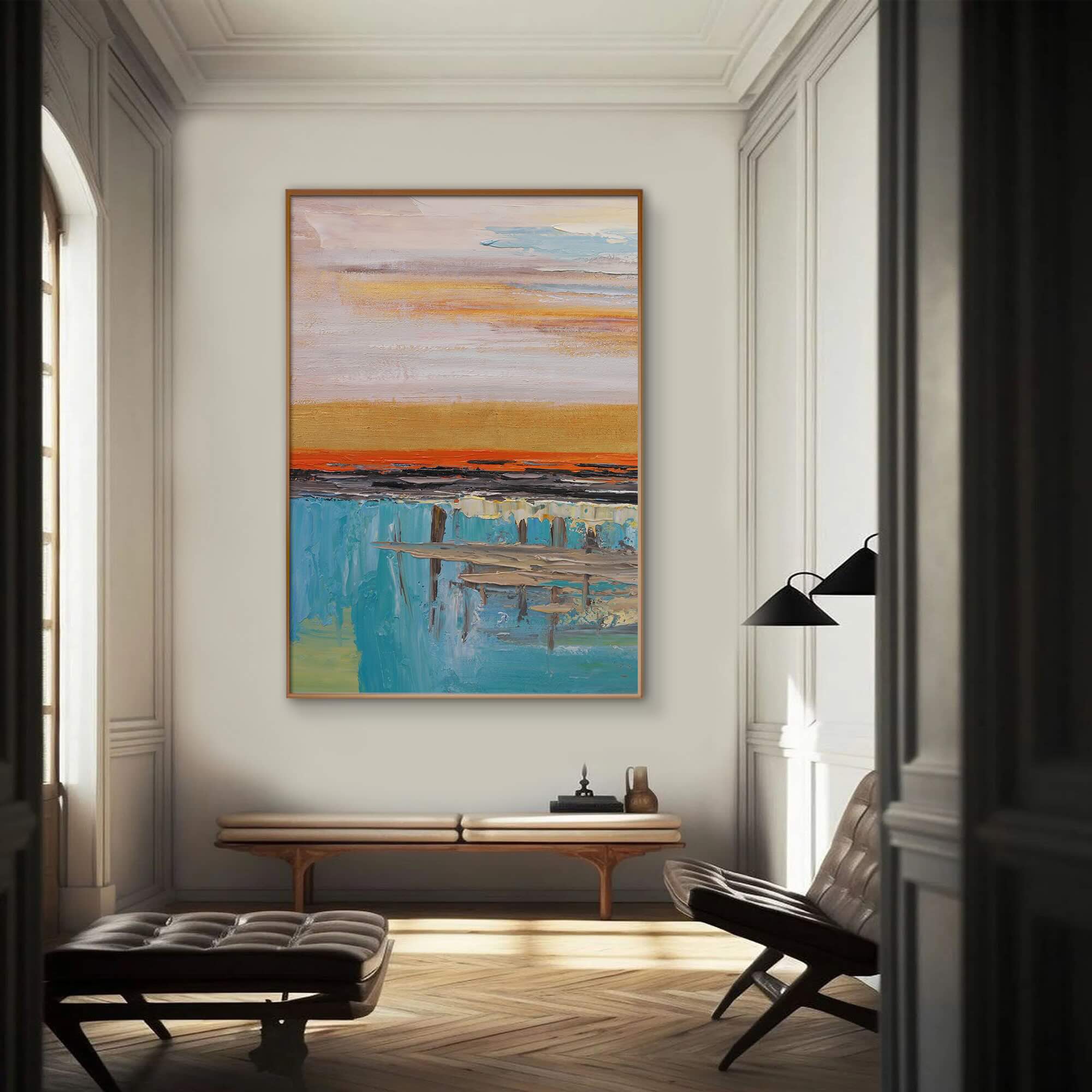 Abstract Golden Landscape Canvas Art | Evening Echo