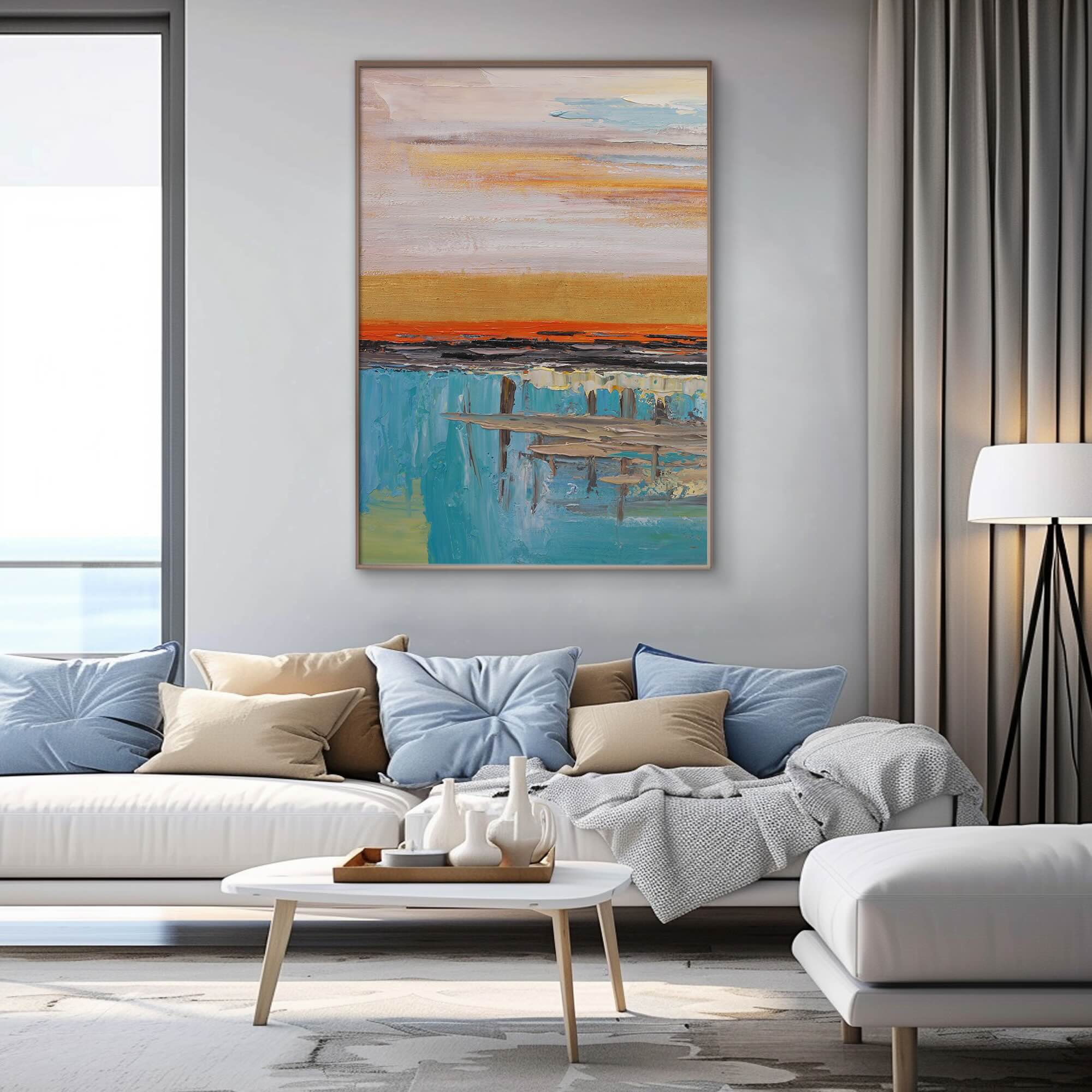 Abstract Golden Landscape Canvas Art | Evening Echo