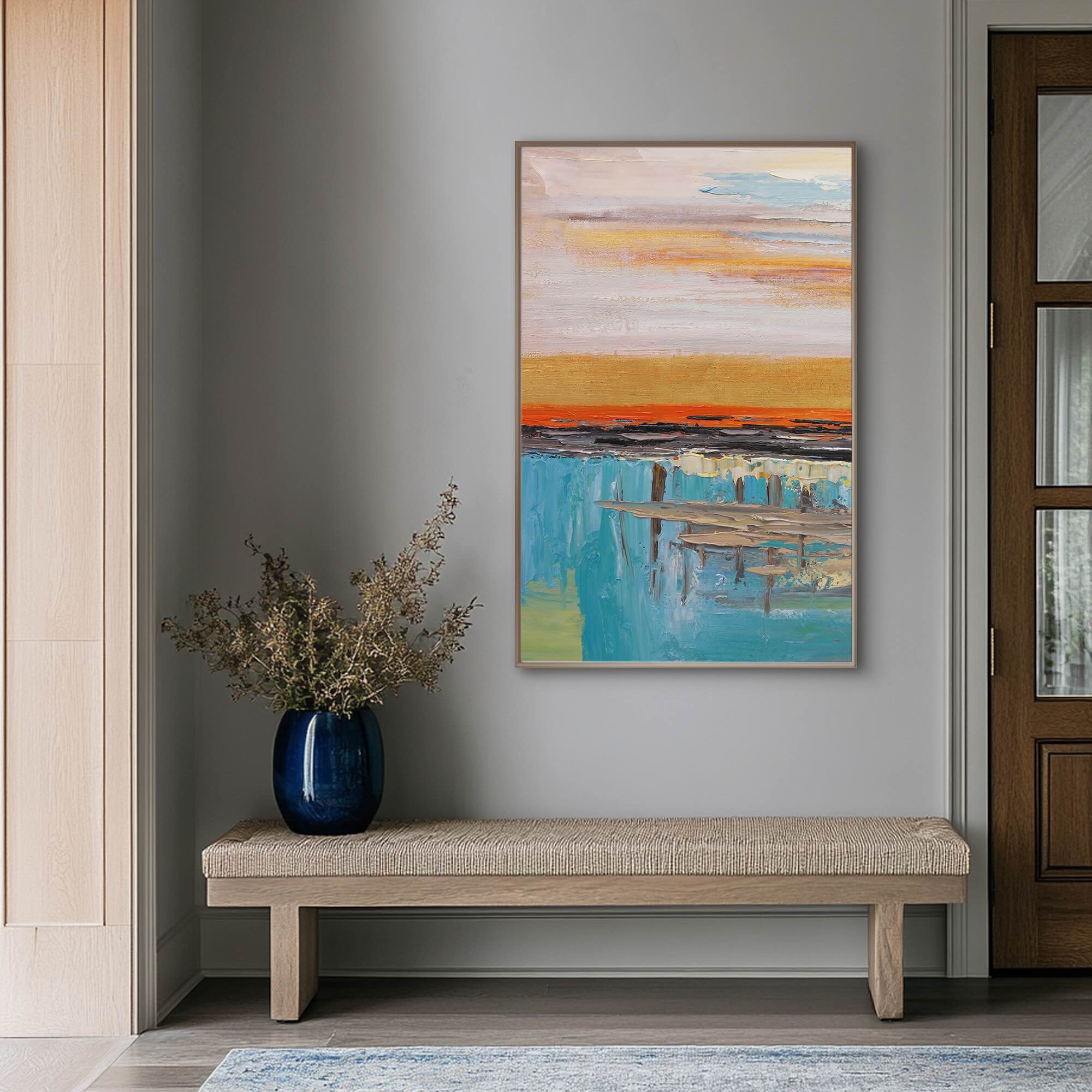Abstract Golden Landscape Canvas Art | Evening Echo