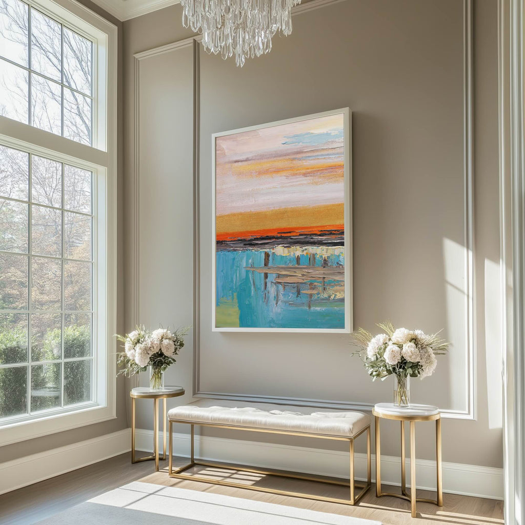 Abstract Golden Landscape Canvas Art | Evening Echo