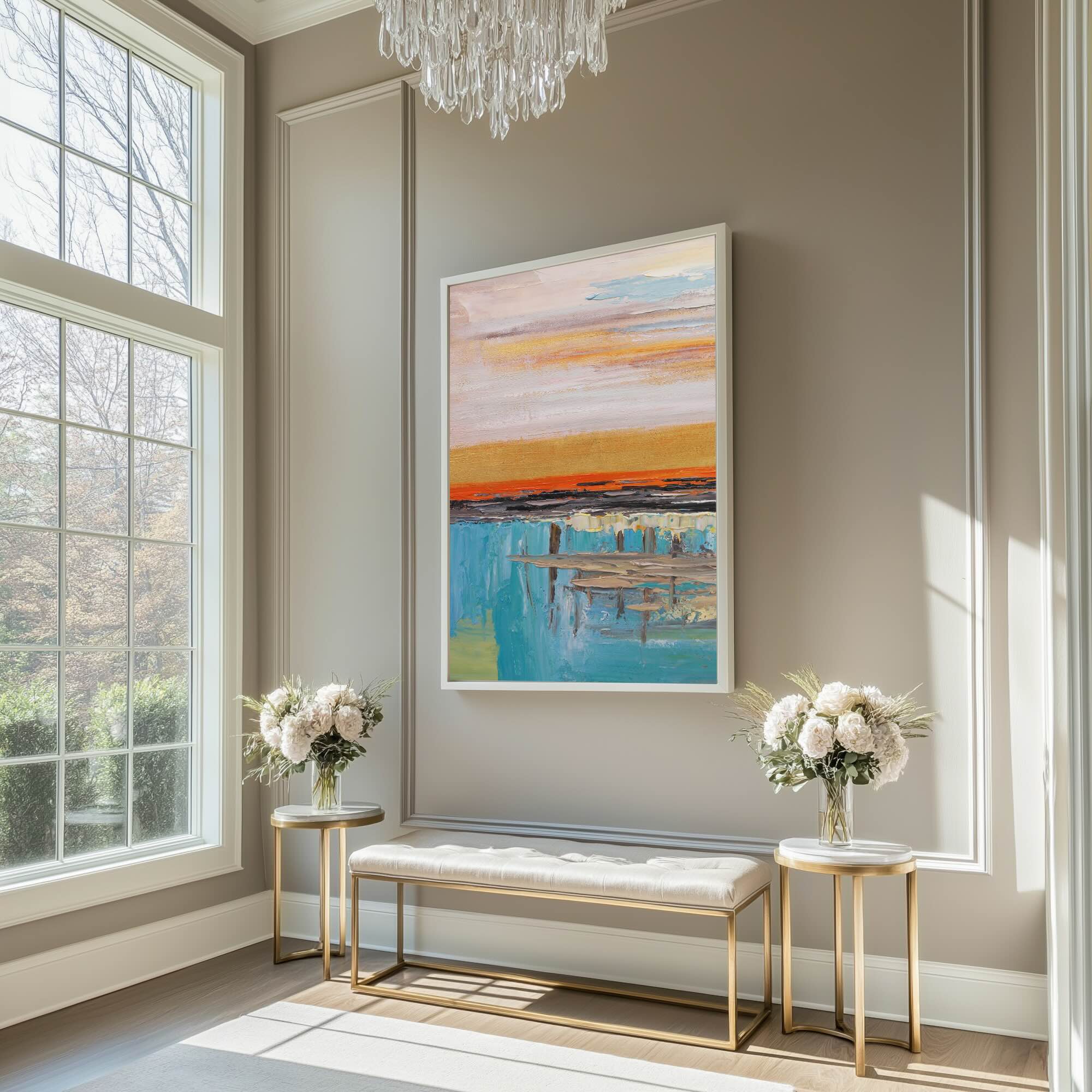 Abstract Golden Landscape Canvas Art | Evening Echo