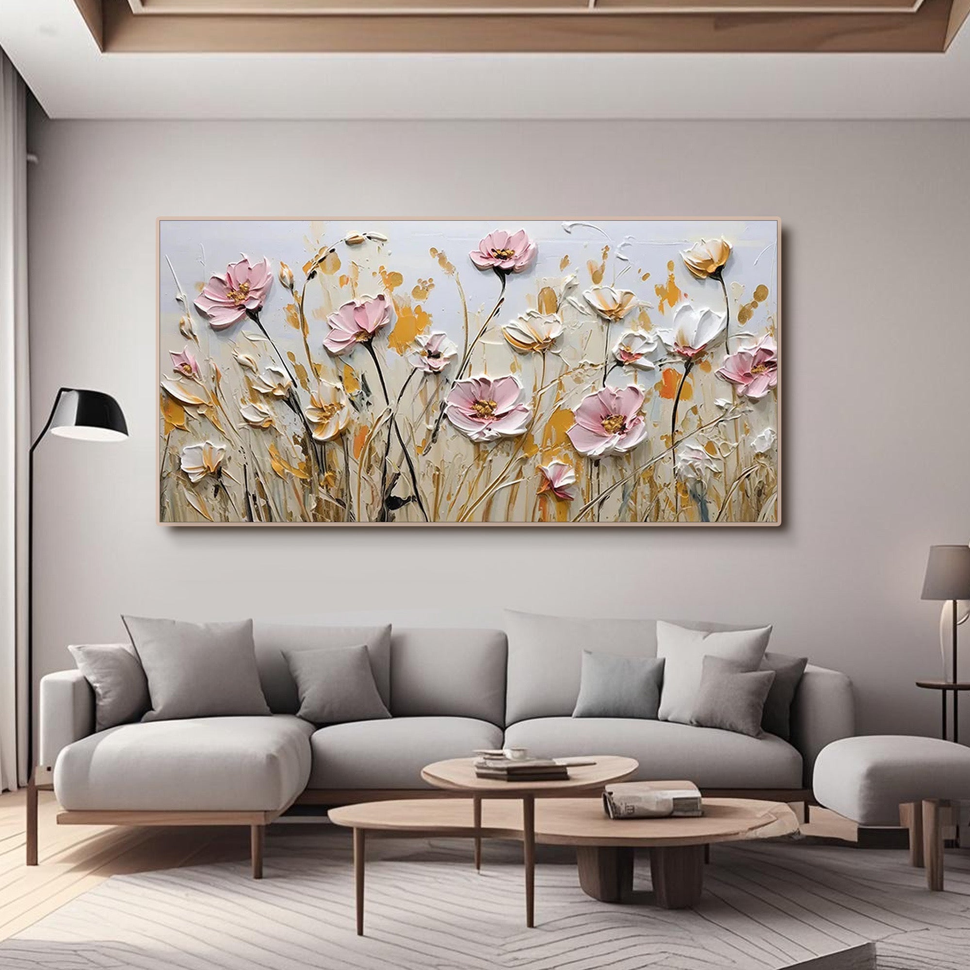 Modern Textured Floral Wall Art | Field of Blooms