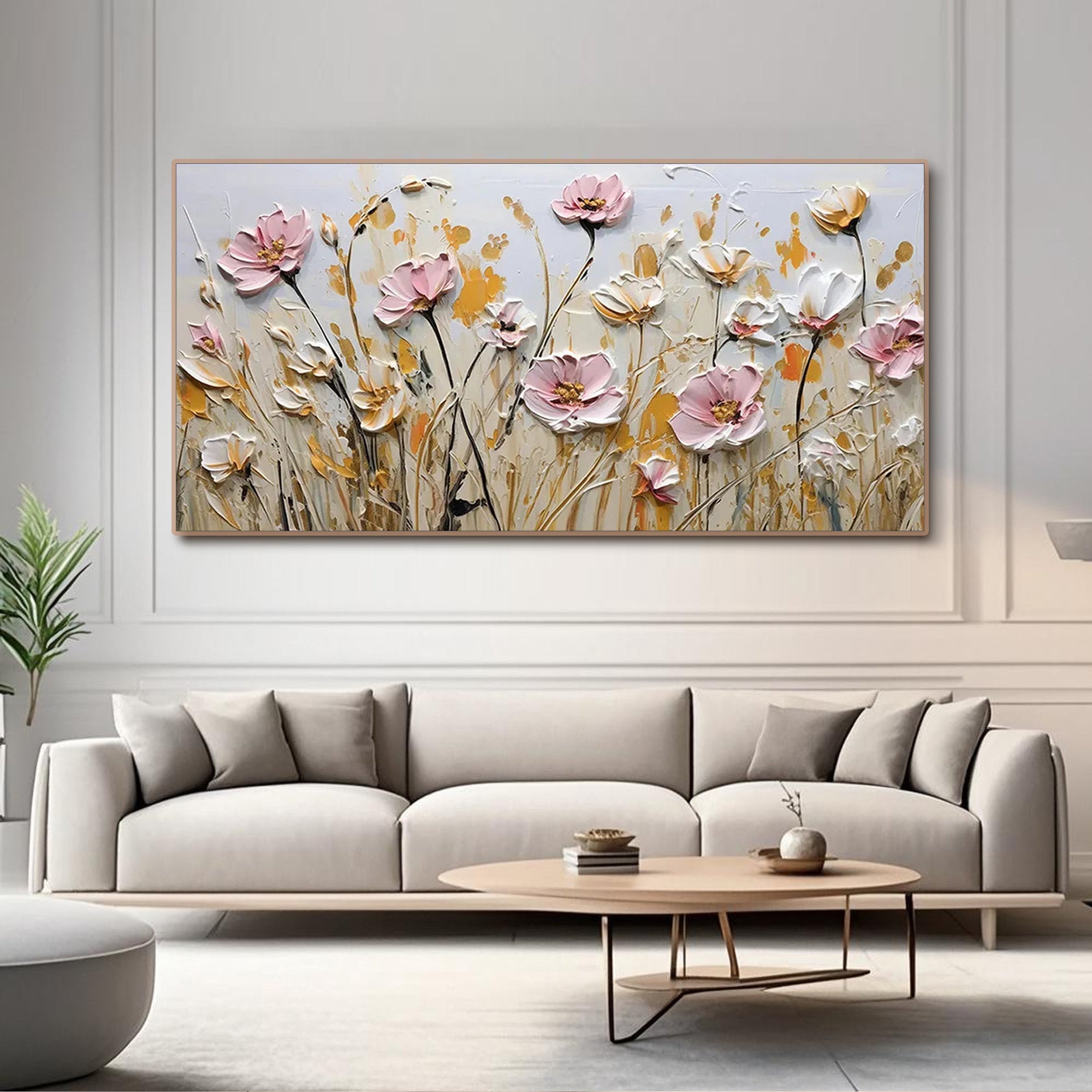 Modern Textured Floral Wall Art | Field of Blooms