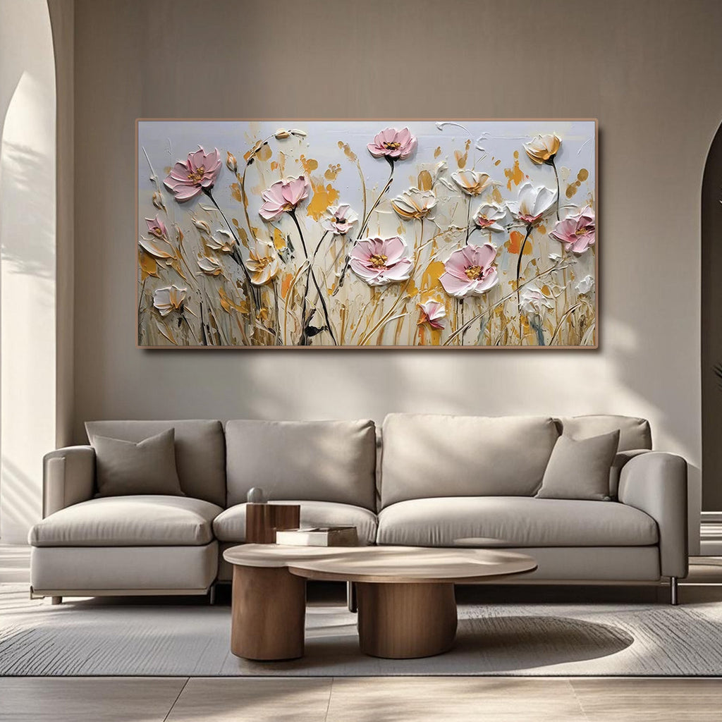 Modern Textured Floral Wall Art | Field of Blooms