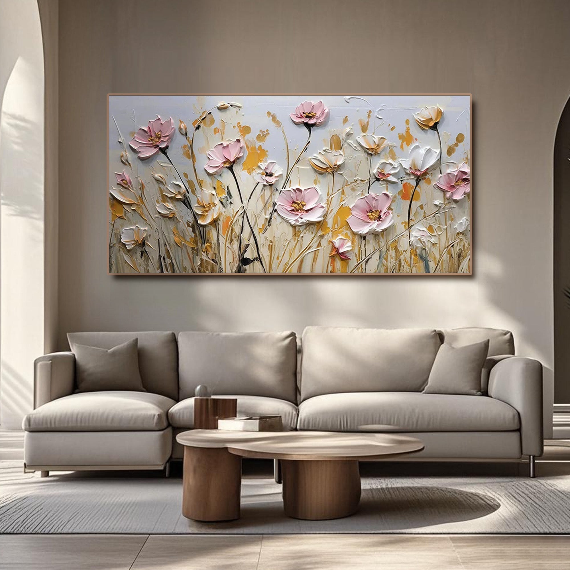 Modern Textured Floral Wall Art | Field of Blooms