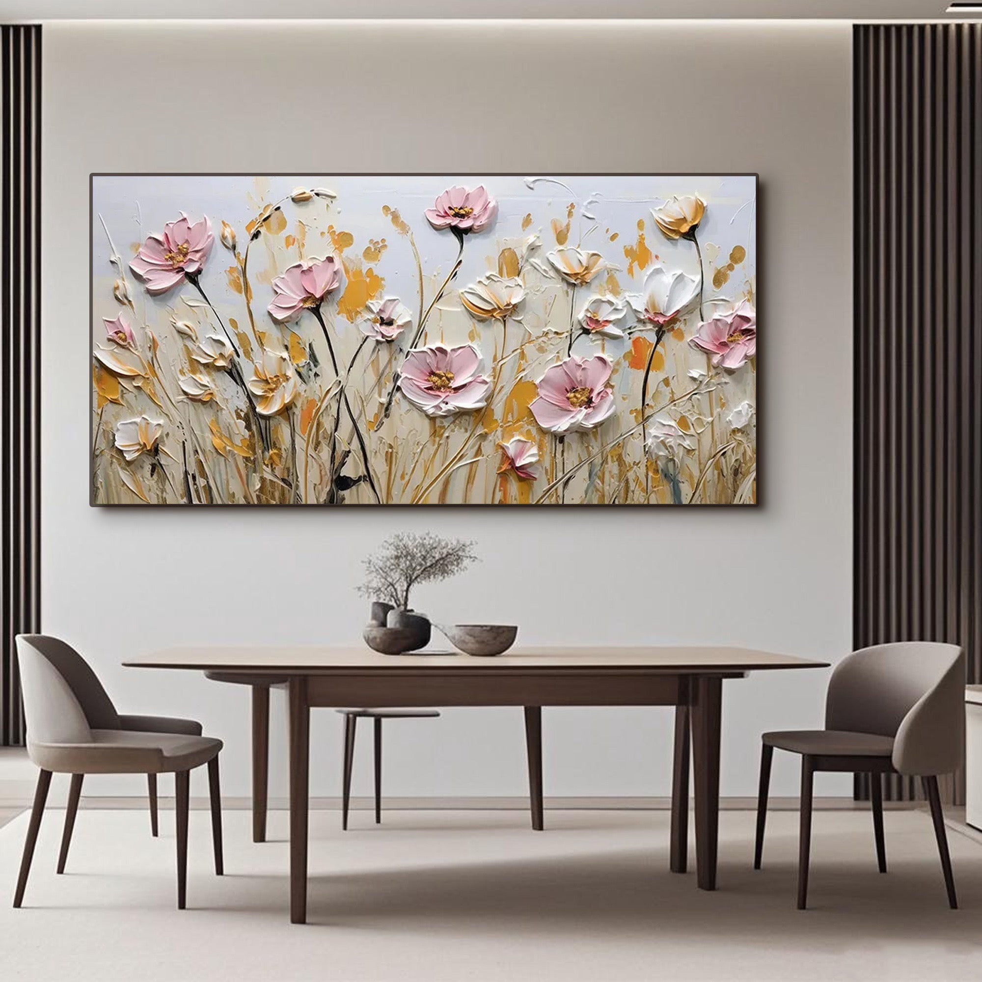Modern Textured Floral Wall Art | Field of Blooms