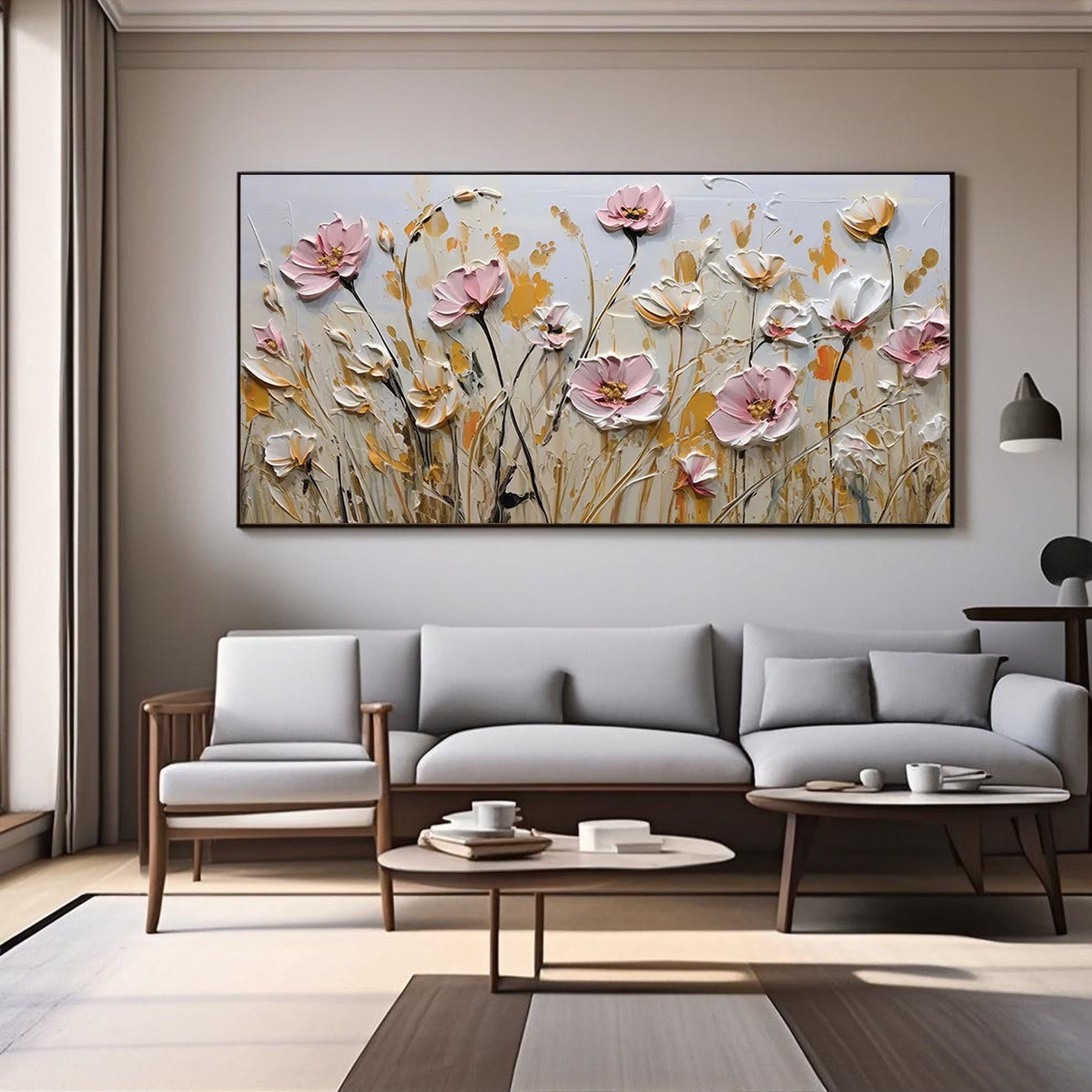 Modern Textured Floral Wall Art | Field of Blooms