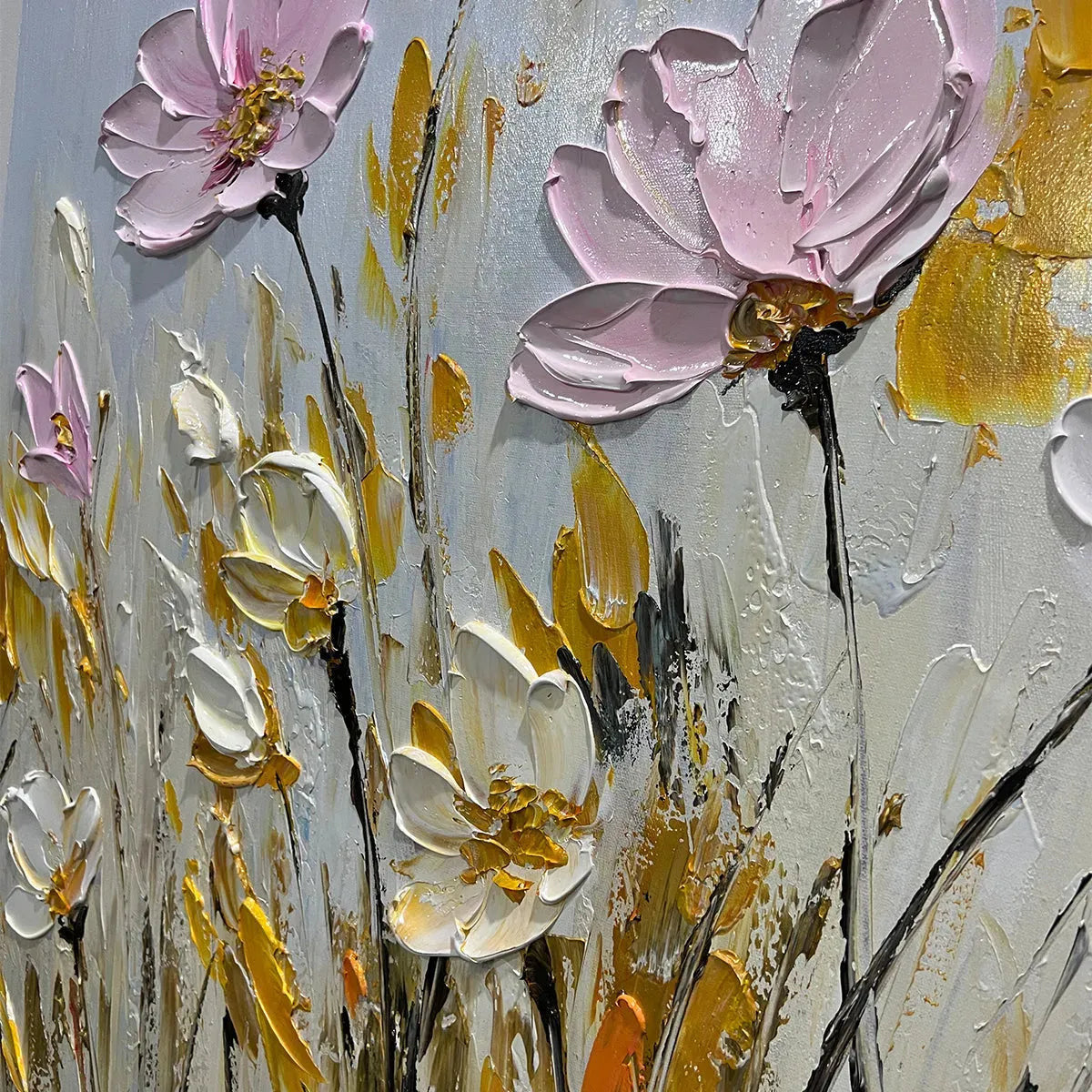 Modern Textured Floral Wall Art | Field of Blooms