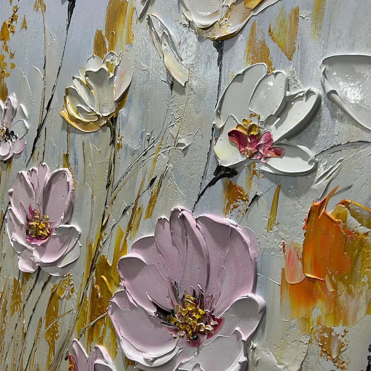 Modern Textured Floral Wall Art | Field of Blooms