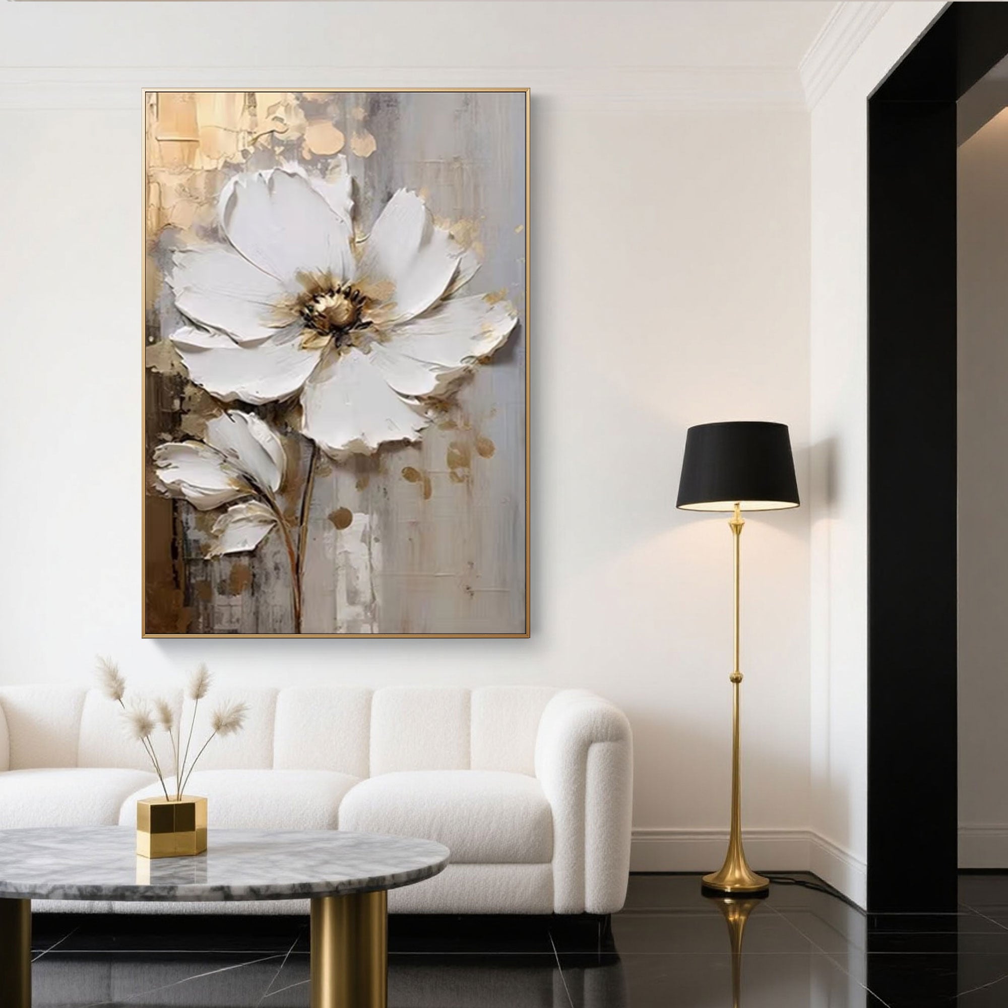 Modern 3D textured flower wall art - Silken Trace.