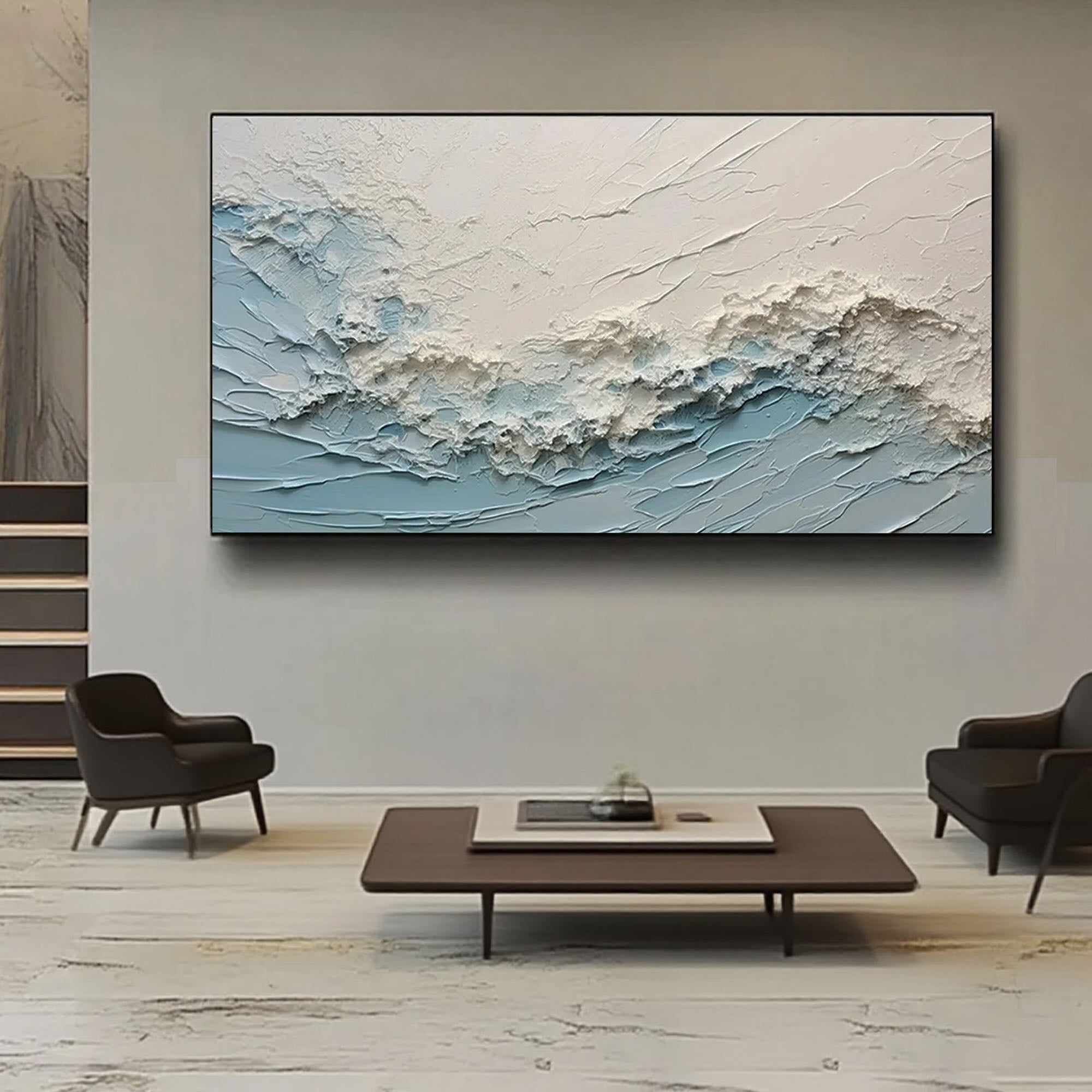 Modern 3D textured ocean wave painting captures the poetic energy of the sea