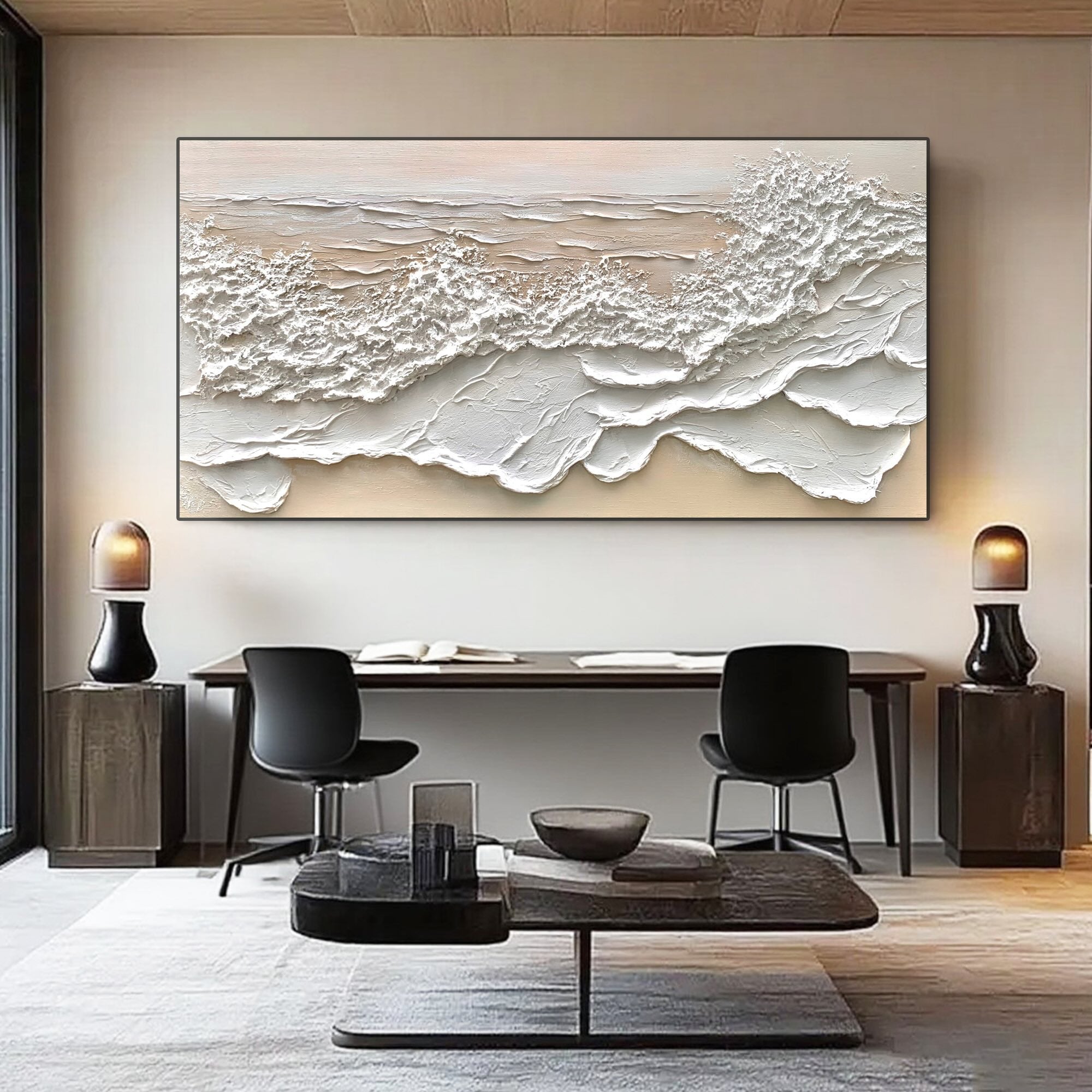 Décoration murale 3D représentant des vagues de l'océan - Le murmure de la marée