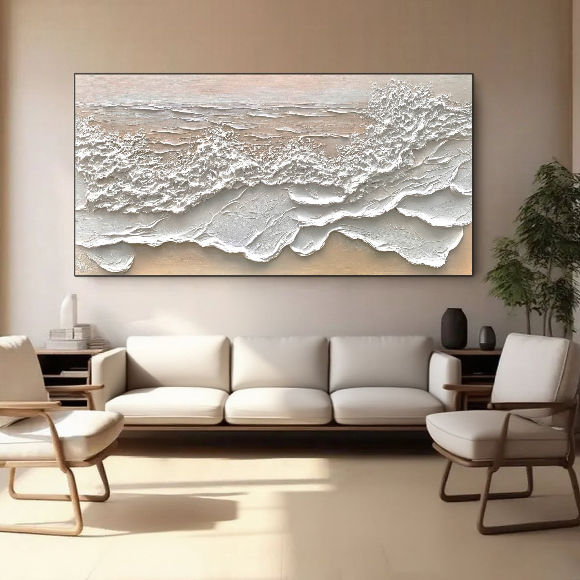 Décoration murale 3D représentant des vagues de l'océan - Le murmure de la marée