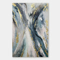 Original modern abstract blue and gold canvas art 'Driftlight' - hand-painted textured wall decor for living rooms or offi...