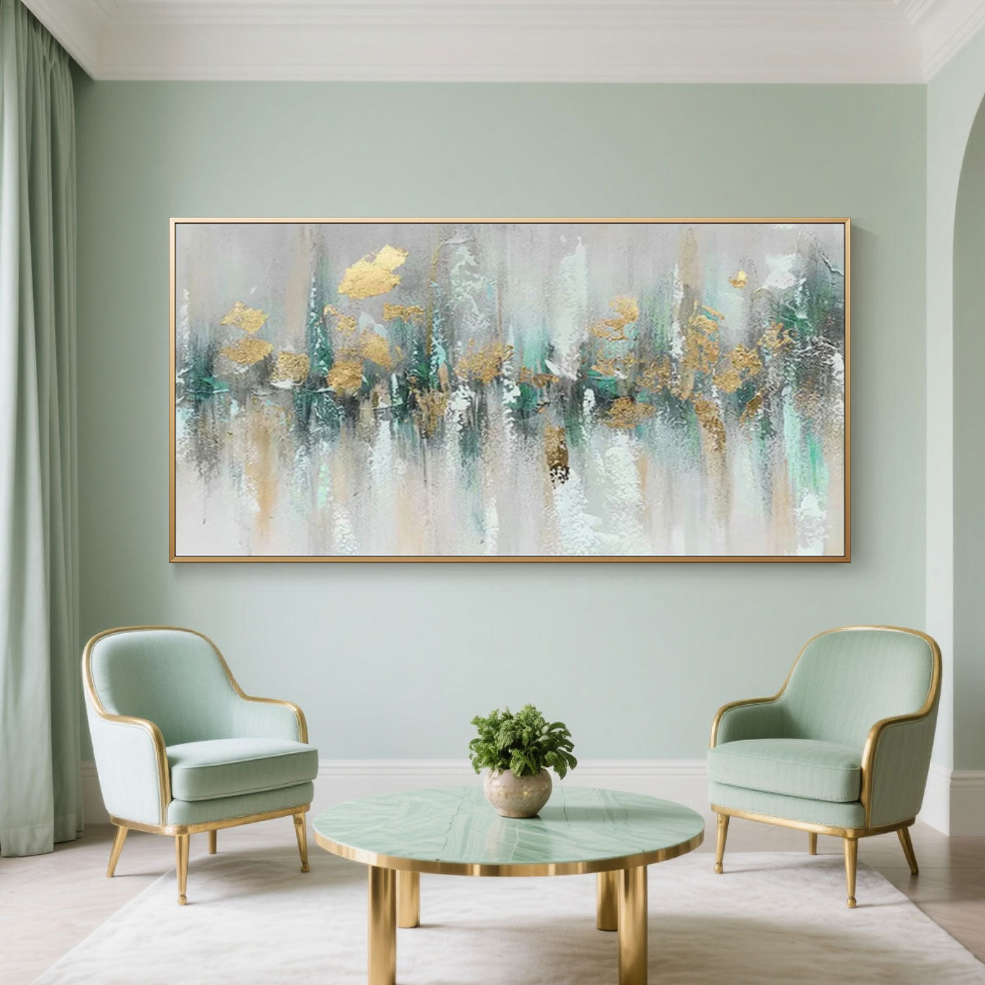 Toile abstraite moderne - Horizon aurique