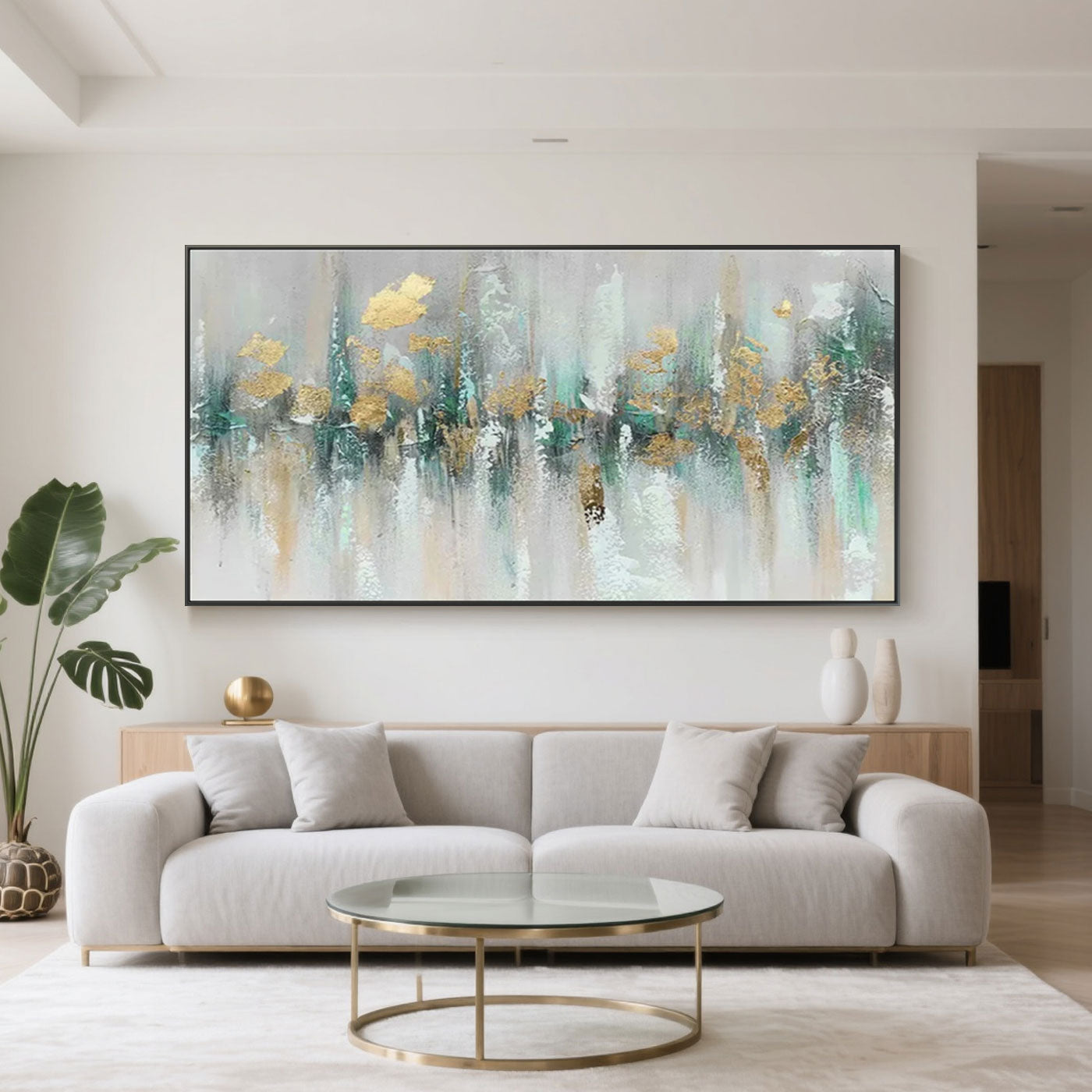 Toile abstraite moderne - Horizon aurique