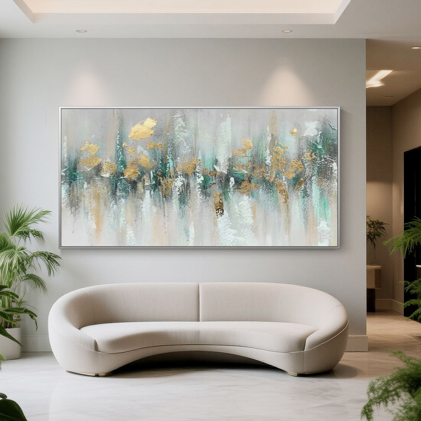 Toile abstraite moderne - Horizon aurique