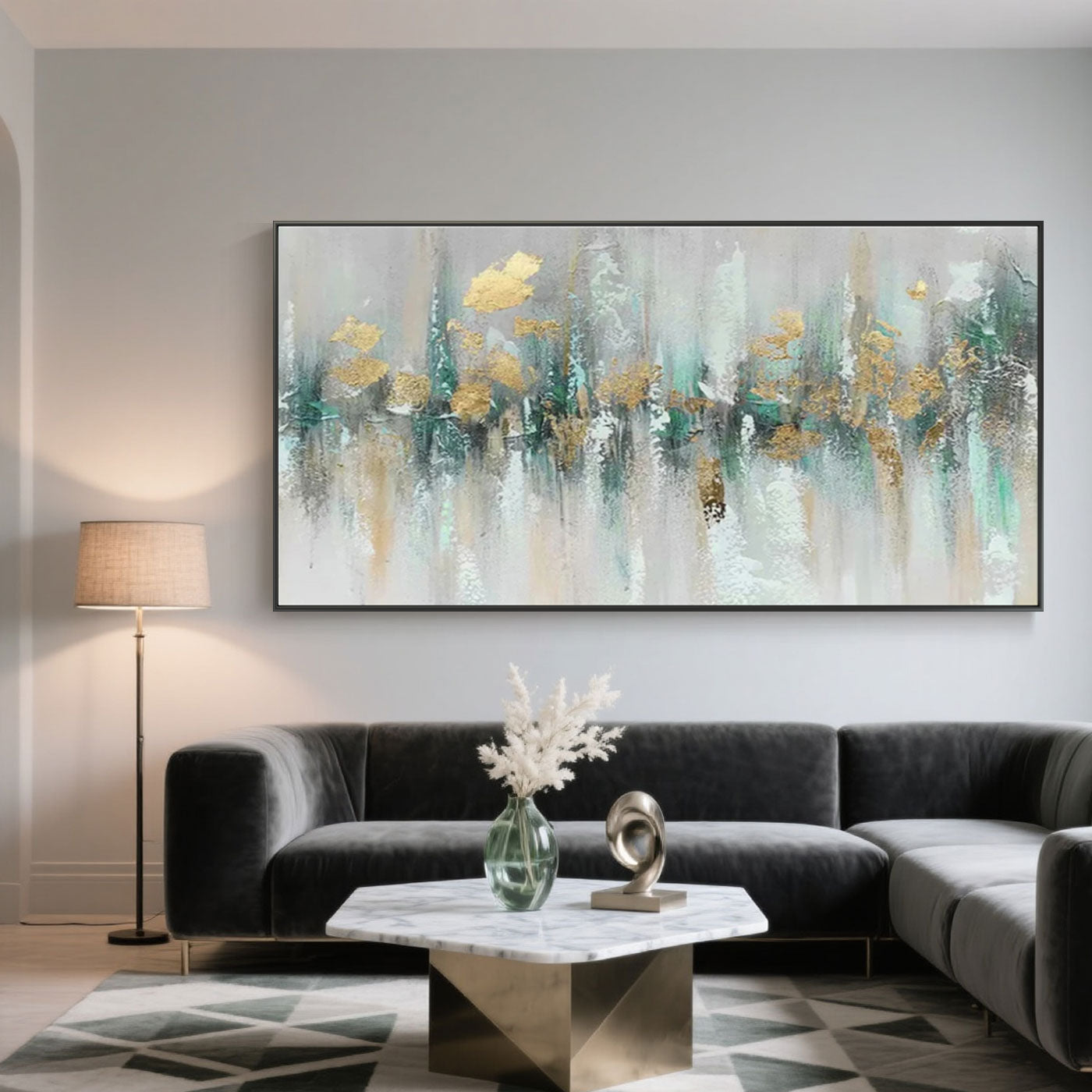 Toile abstraite moderne - Horizon aurique