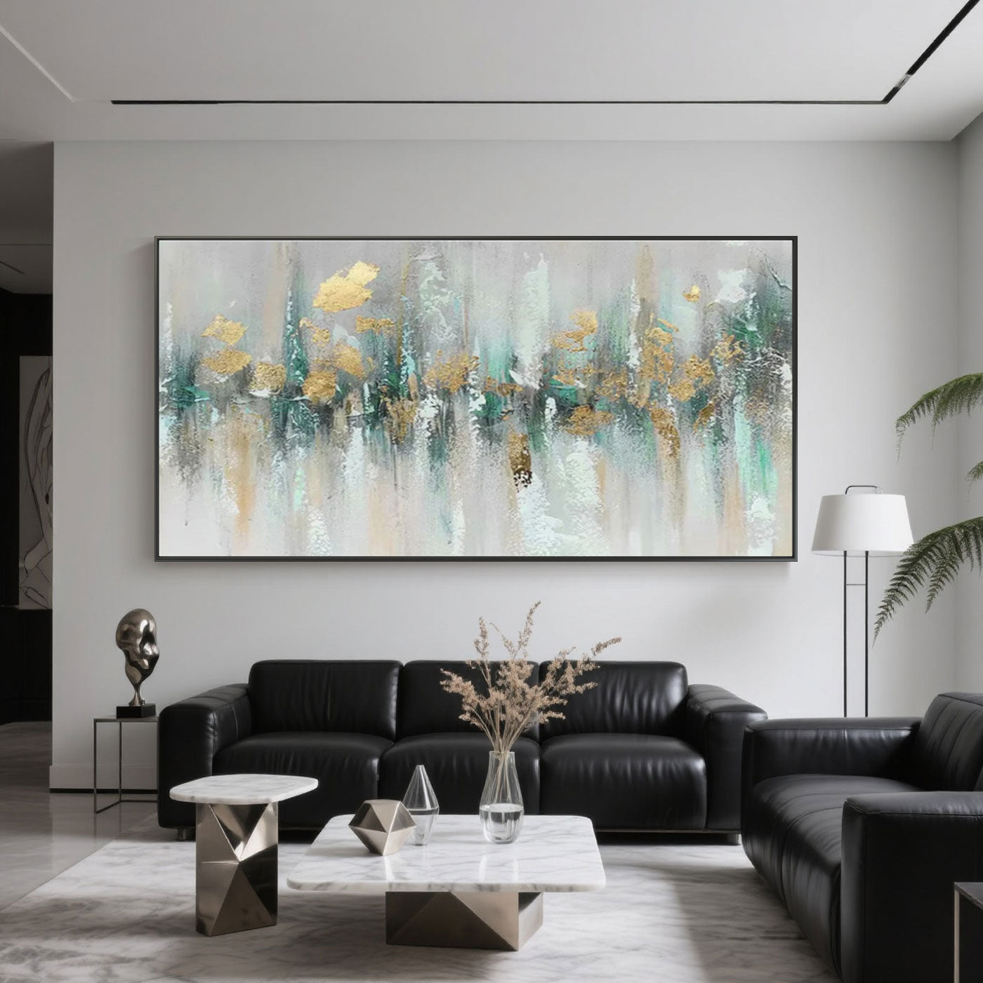 Toile abstraite moderne - Horizon aurique