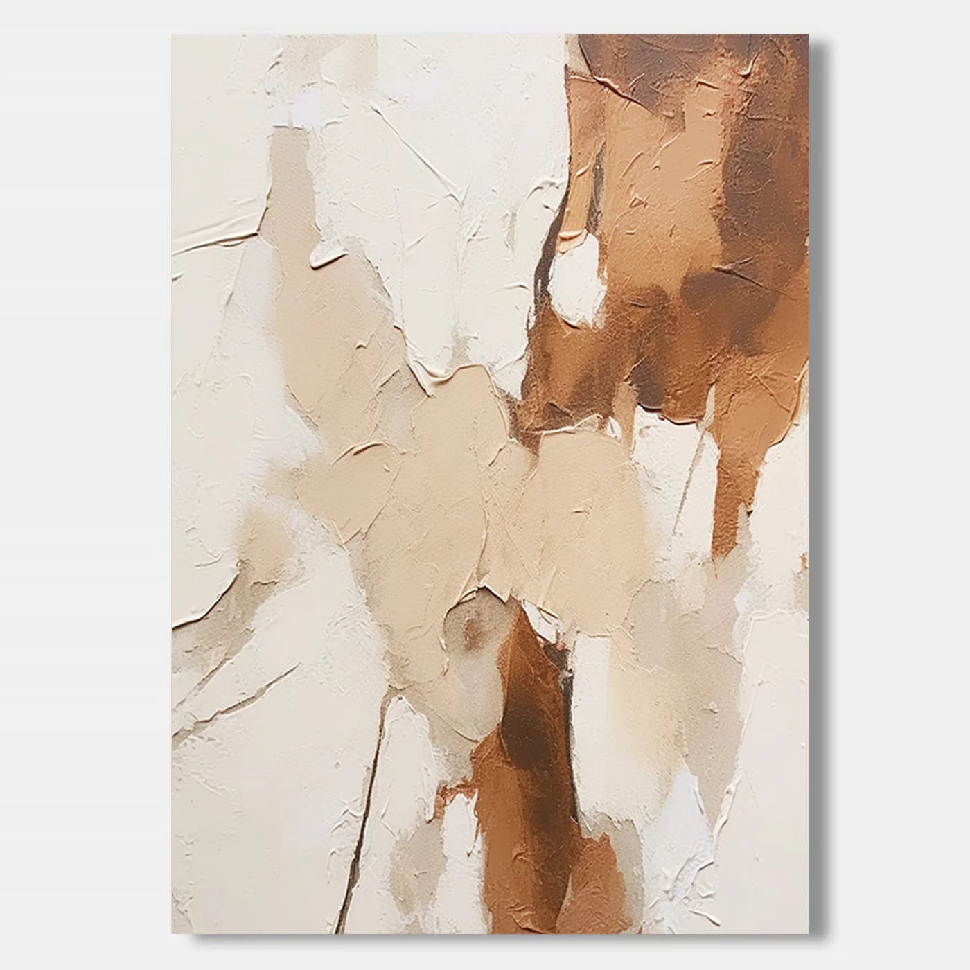 Lumi Gallery's Modern Abstract Canvas Art 'Layered Silence I' with textured beige brown white layers, museum-quality