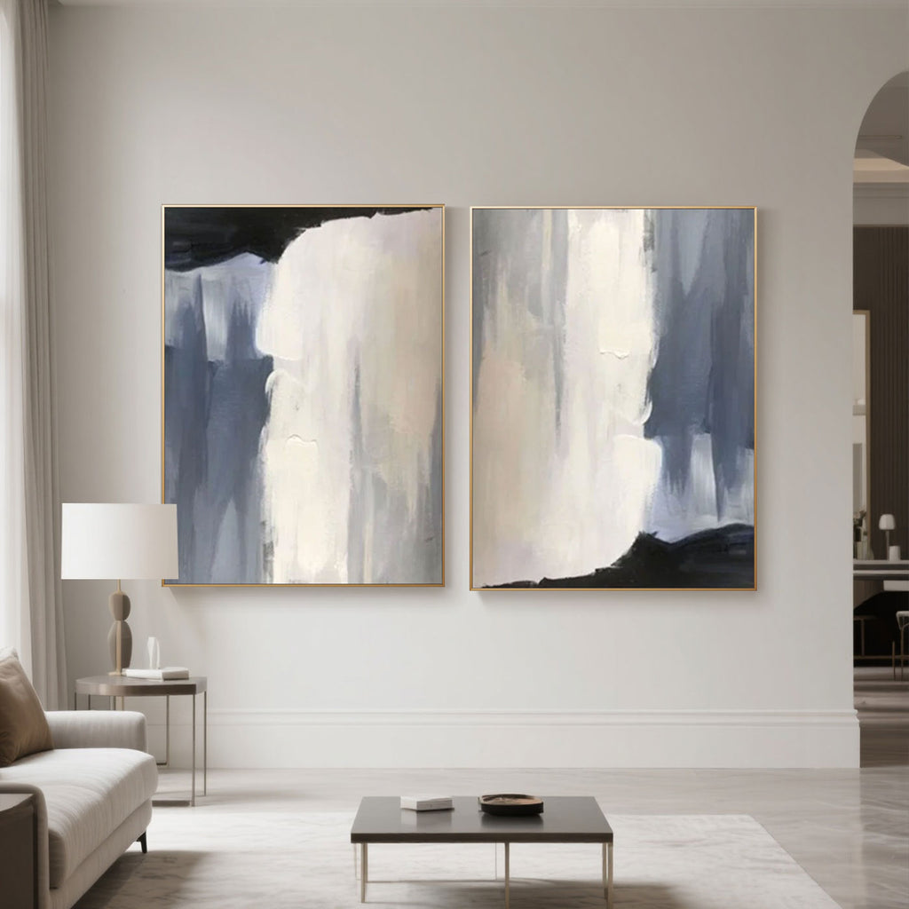Modern Abstract Minimalist Painting - Monochrome Falls
