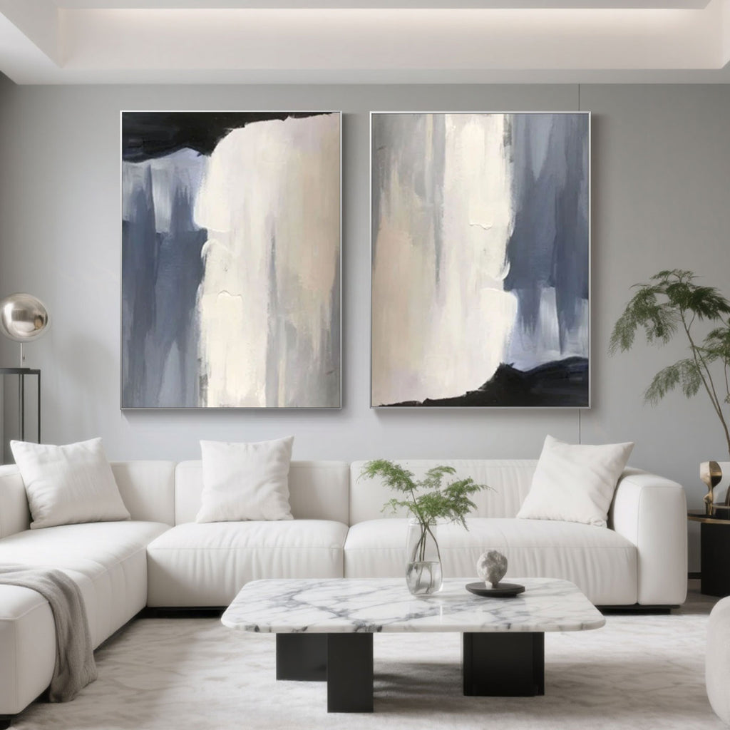 Modern Abstract Minimalist Painting - Monochrome Falls
