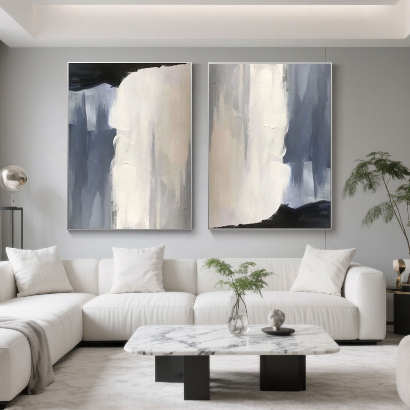 Modern Abstract Minimalist Painting - Monochrome Falls