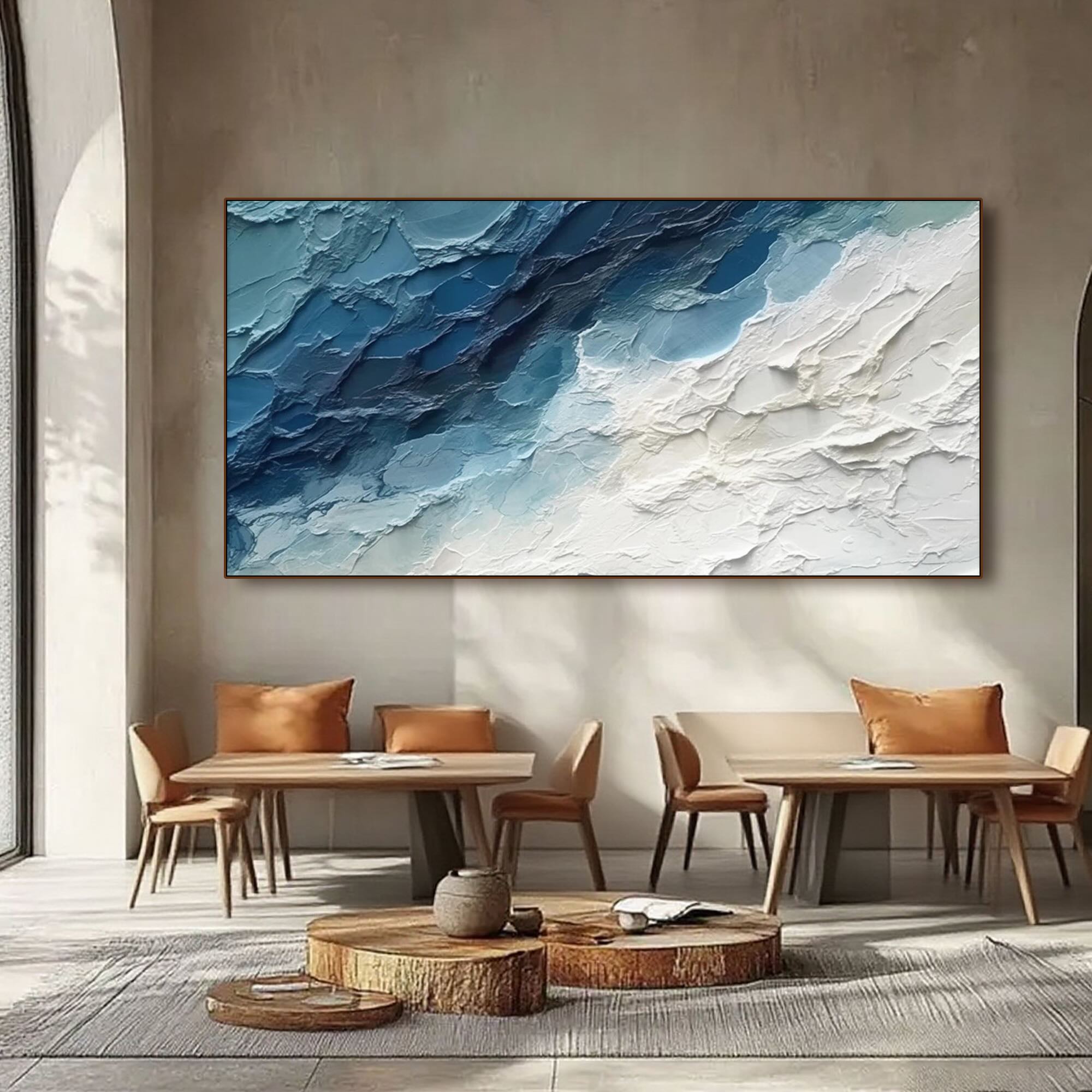 Original canvas artwork with safe shipping packaging.