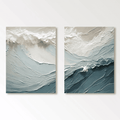 Modern abstract ocean wave canvas art 'Ocean Resonance' set by Lumi Gallery