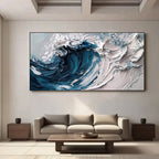 Close-up of Tideform framed canvas art showing premium stretched options.