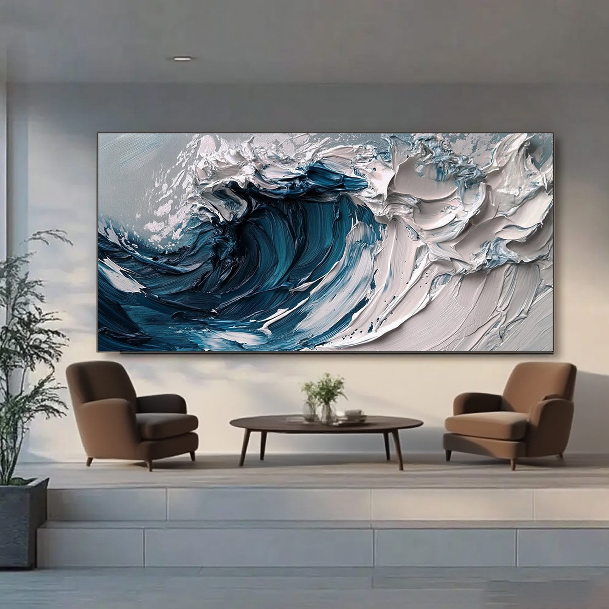 Hand-painted canvas artwork with generated alt text example.