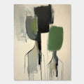 Modern abstract portrait wall art with green/black shapes, textured canvas - Lumi Gallery