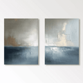 Modern abstract seascape canvas art set by Lumi Gallery, textured gray/blue wall decor