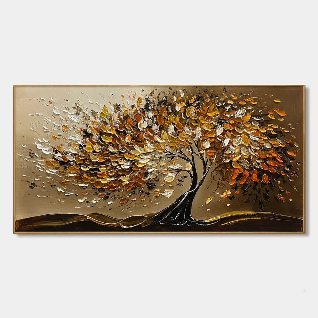 Expessionist Tree Expressionist Tree Wall Art in Earth Tones Textured Painting Horizontal ...