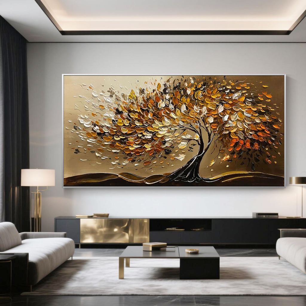Expessionist Tree Expressionist Tree Wall Art in Earth Tones Textured Painting Horizontal ...