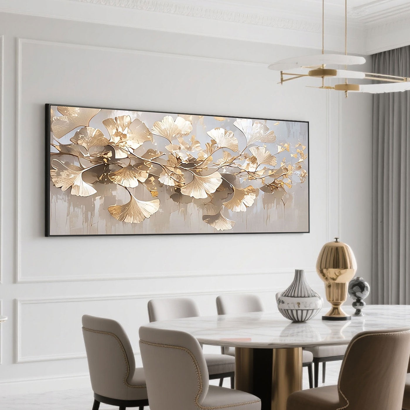 Modern Golden Ginkgo Branches Painting - Golden Canopy