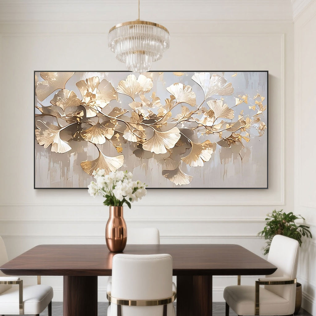 Modern Golden Ginkgo Branches Painting - Golden Canopy