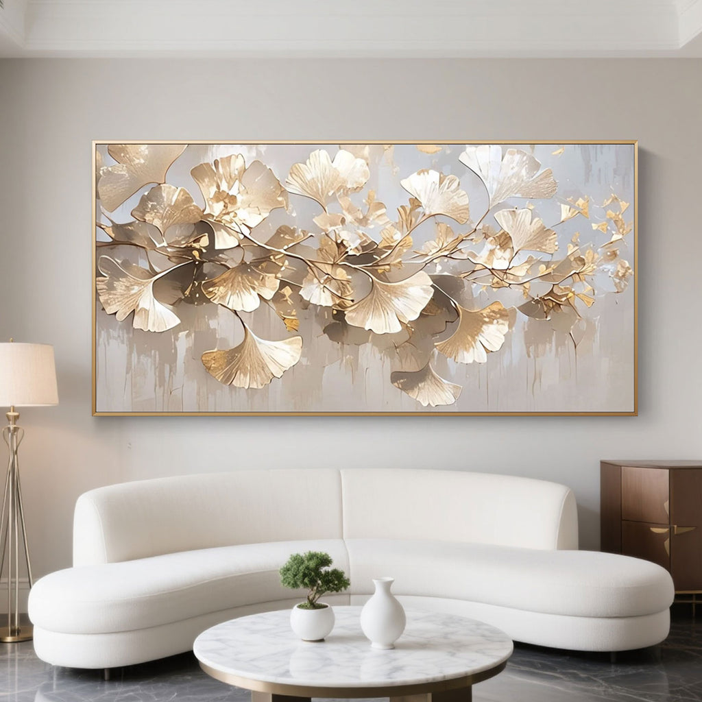 Modern Golden Ginkgo Branches Painting - Golden Canopy