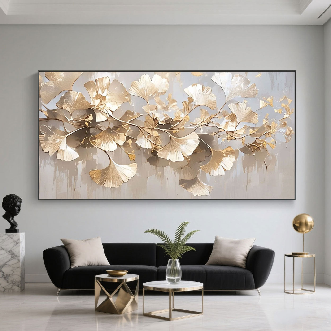 Modern Golden Ginkgo Branches Painting - Golden Canopy