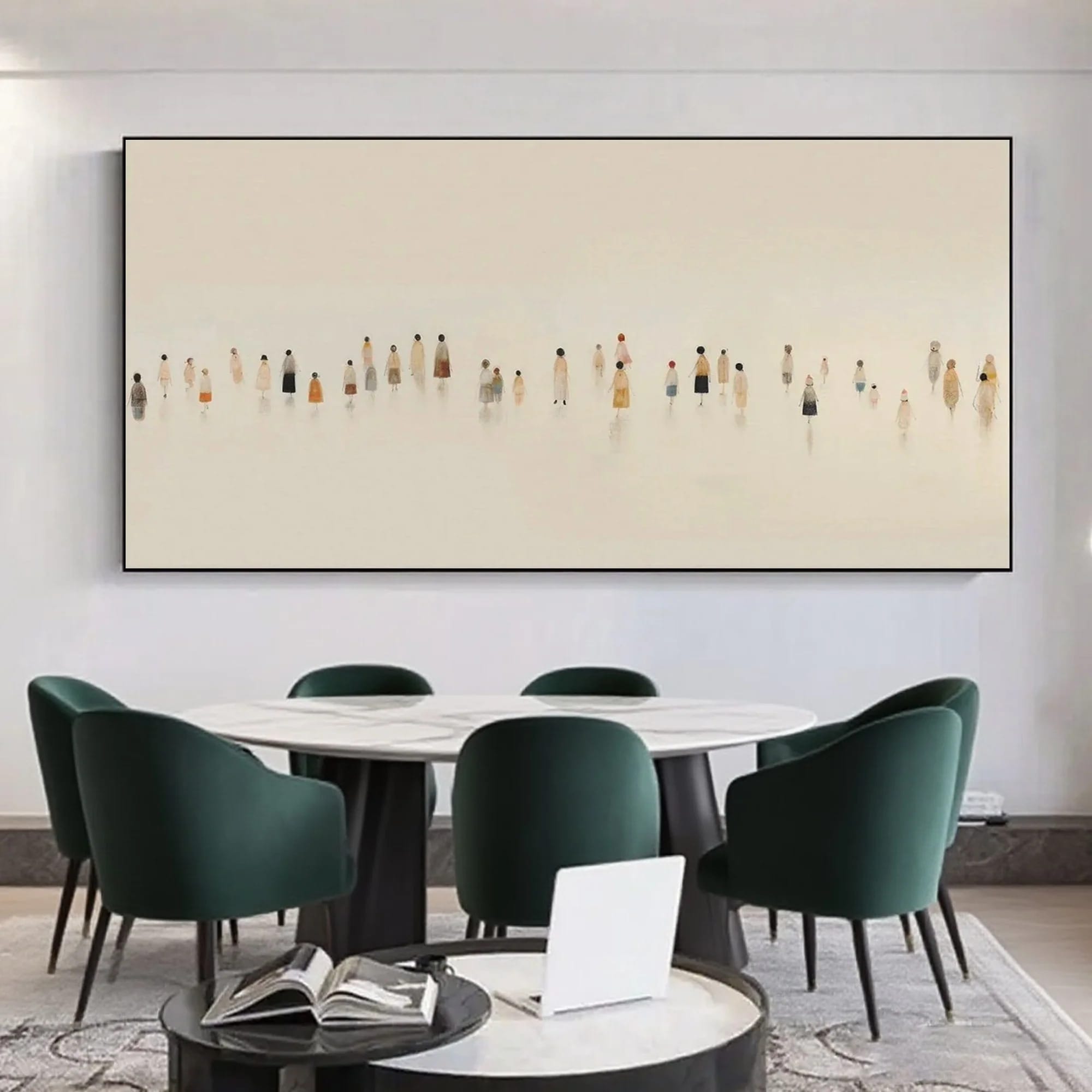 Modern Minimalist Abstract People Painting - Quiet Crowd