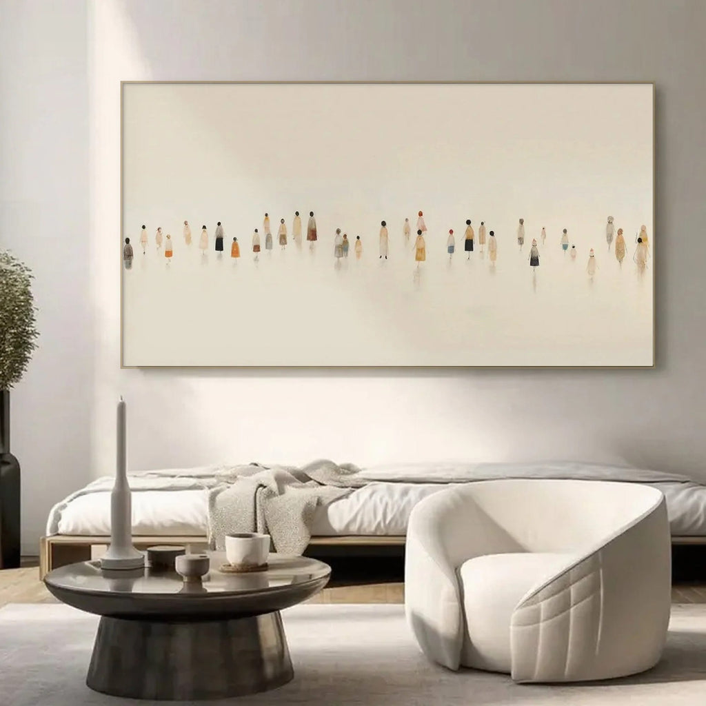 Modern minimalist abstract people canvas painting by Lumi Gallery in contemporary living room