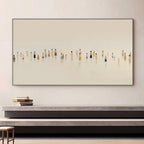 Modern minimalist abstract people painting on canvas, soft neutral background, Lumi Gallery
