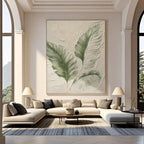 Lumi Gallery's Modern Minimalist Banana Leaf II textured botanical wall art in contemporary living room