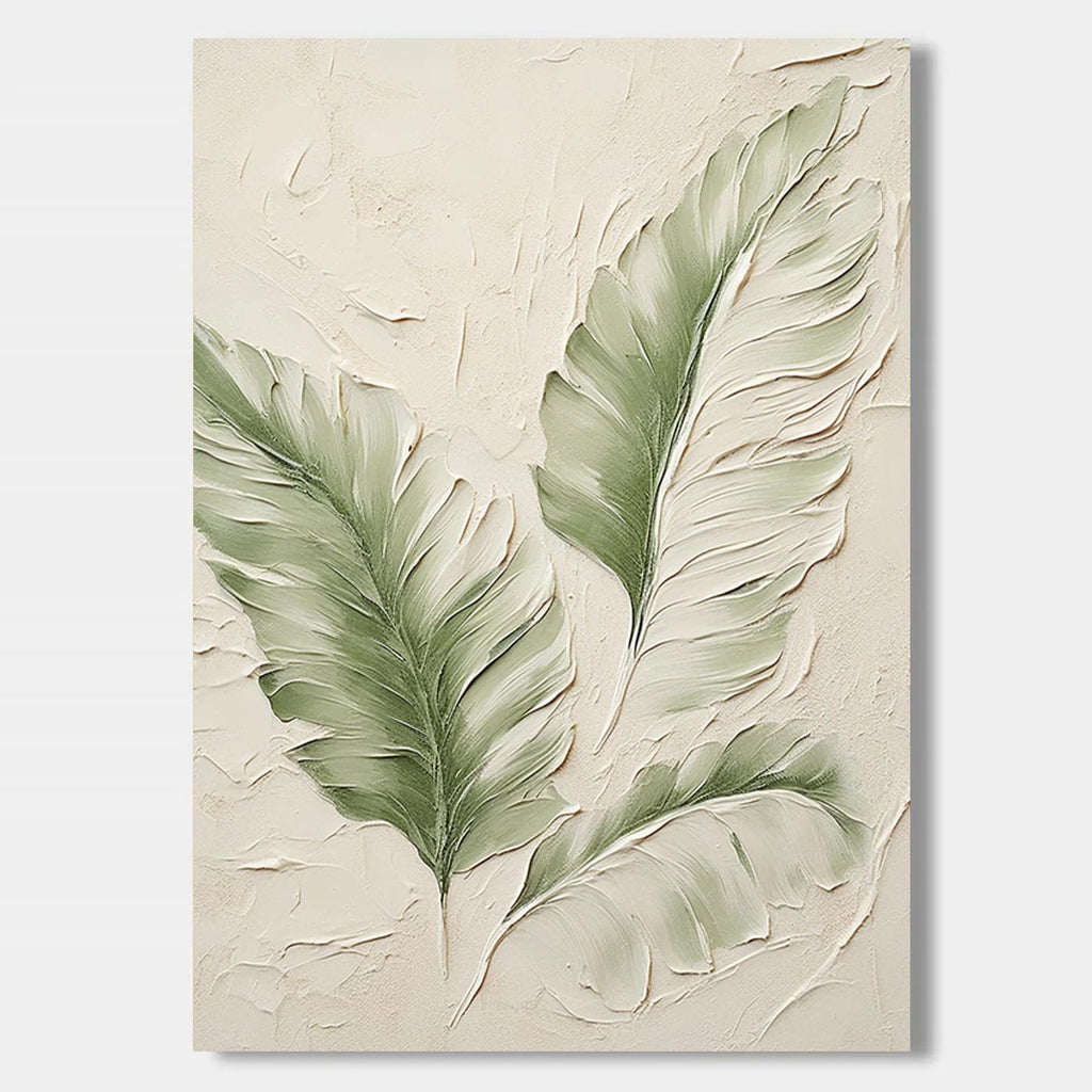 Modern minimalist botanical artwork: Banana Leaf Ⅱ with textured canvas – Lumi Gallery
