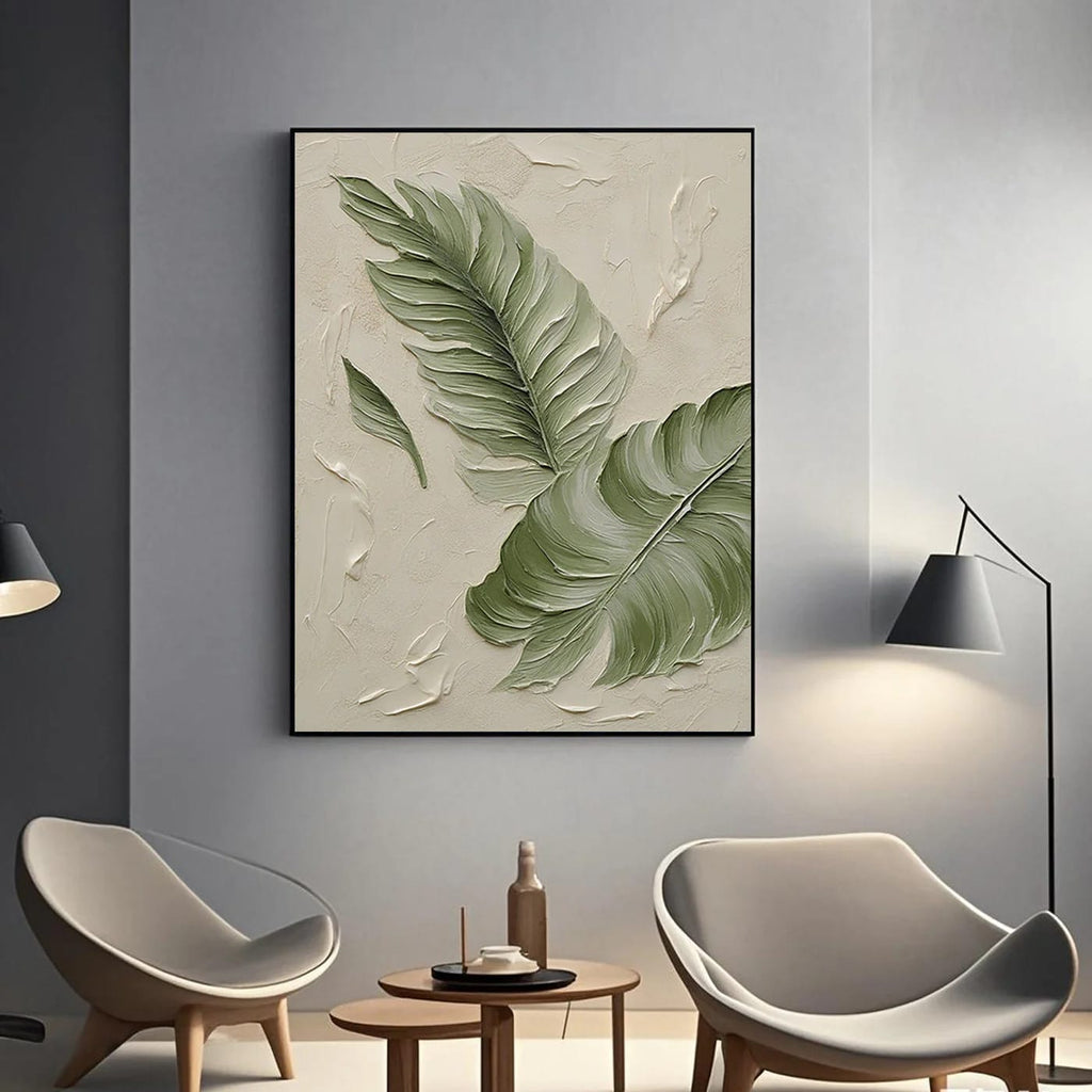 Lumi Gallery's modern minimalist banana leaf canvas art with textured details