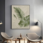 Lumi Gallery's modern minimalist banana leaf canvas art with textured details