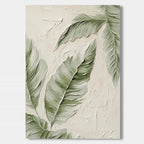 Modern minimalist botanical canvas art with textured banana leaves, Lumi Gallery
