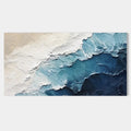 Modern Ocean Waves Wall Art - Deepshore, showcasing textured blue, gray, and beige hues.