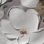 Impasto texture of the white floral blossoms on the canvas art.